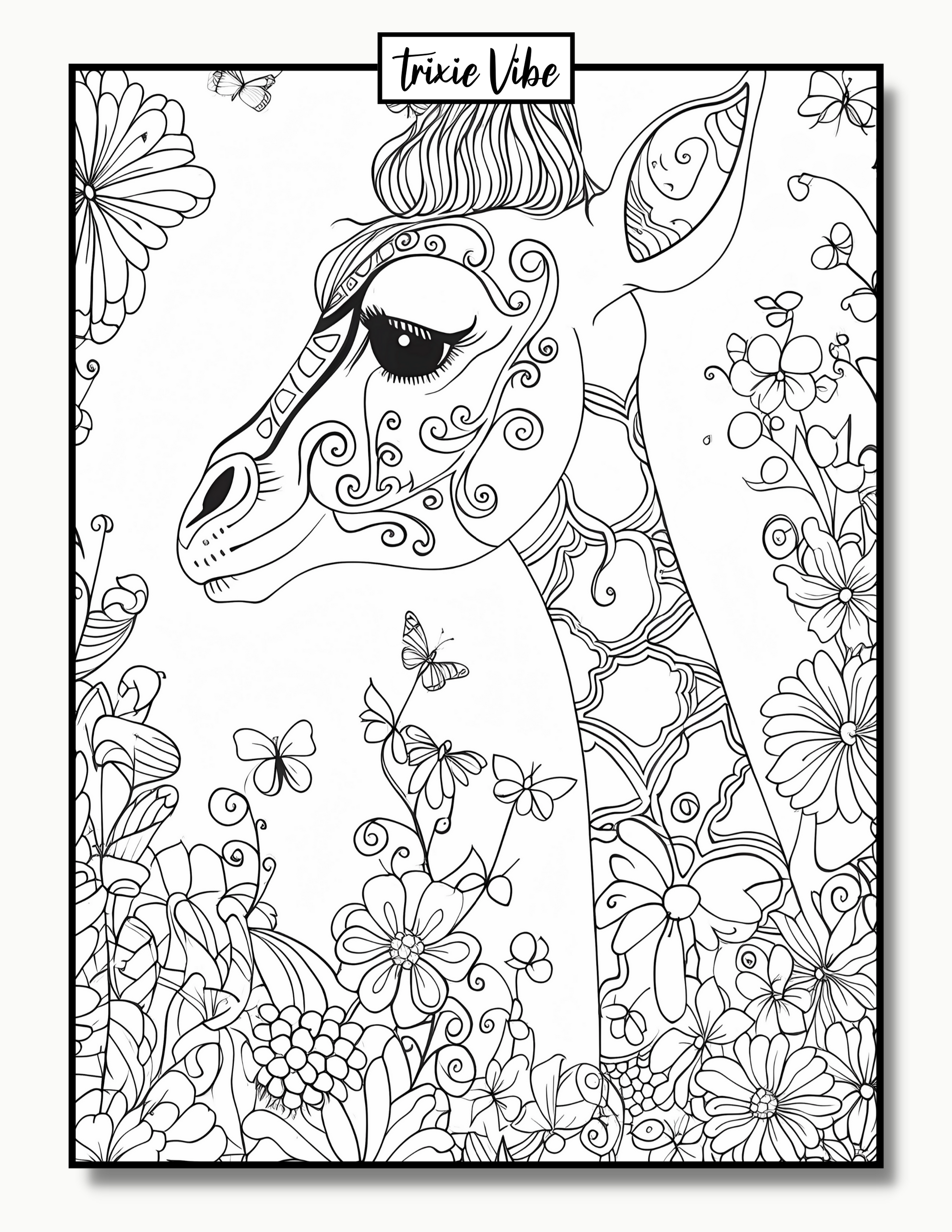 Giraffe Coloring Pages for Adults