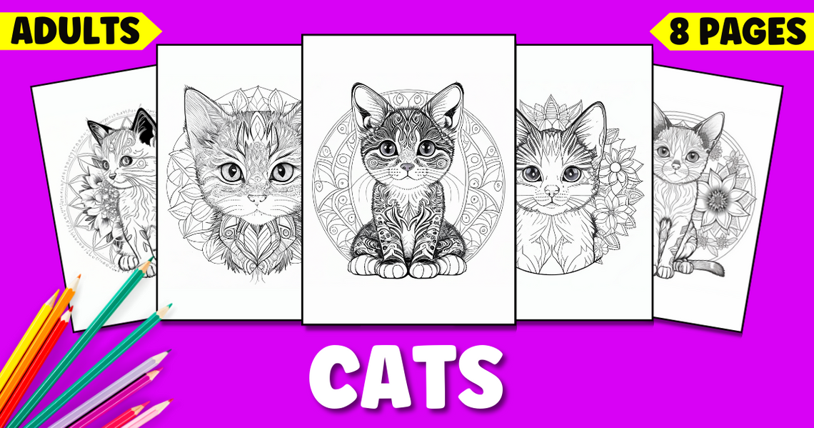 Cat Coloring Pages for Adults