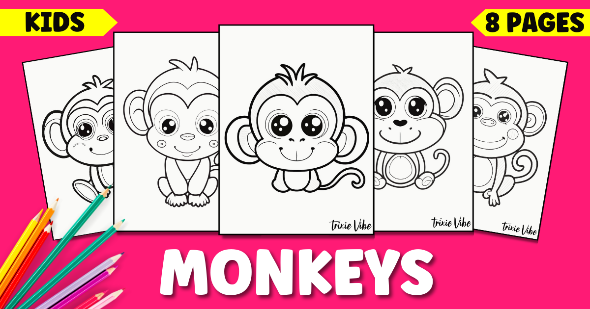 Cute Easy Printable Monkey Coloring Pages for Kids