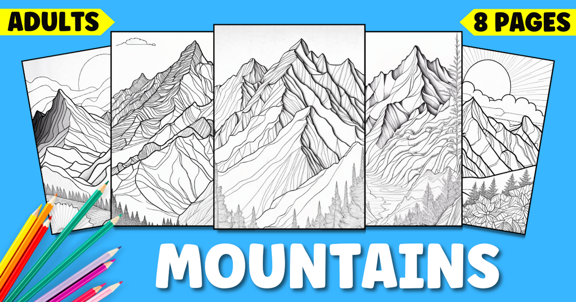 Realistic Mountain Coloring Pages