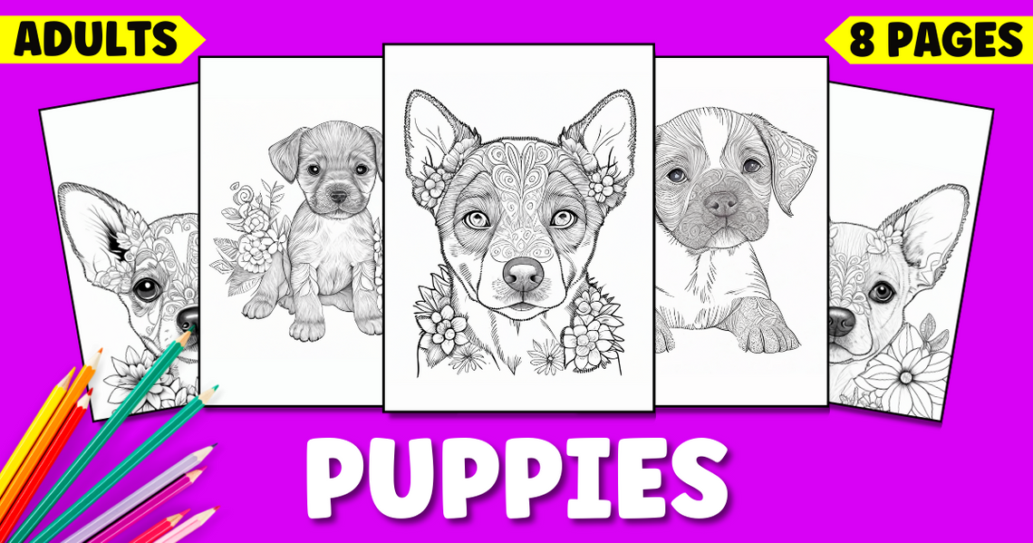 Puppy Coloring Pages for Adults